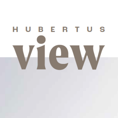 Our current catalogue for downloading Hubertus View logo in brown on light background